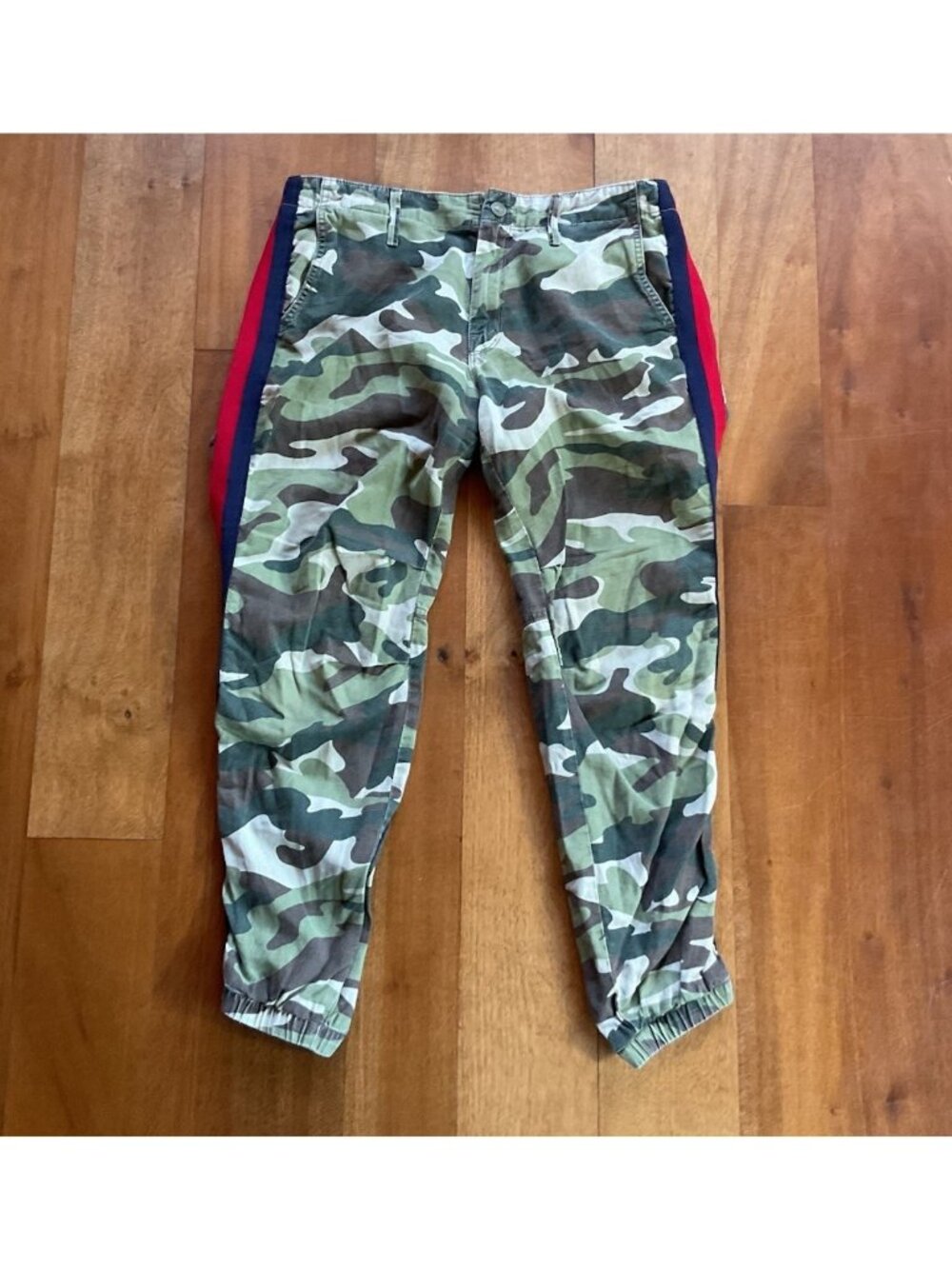 Mother The No Zip Misfit Pants Jogger Womens 27 Green Camo Side Stripe *READ*